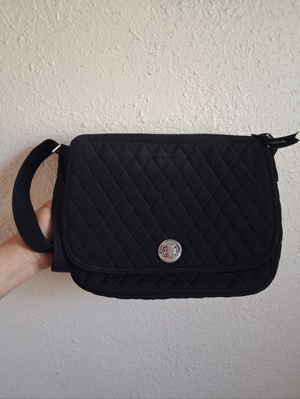 Very Bradley Black Quilted Bag With Adjustable Shoulder Strap